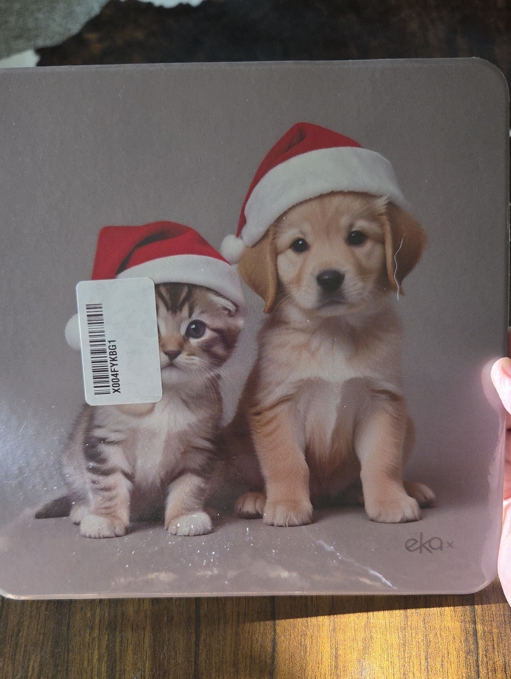 Christmas Hat Cat & Dog Slim Mouse Pad